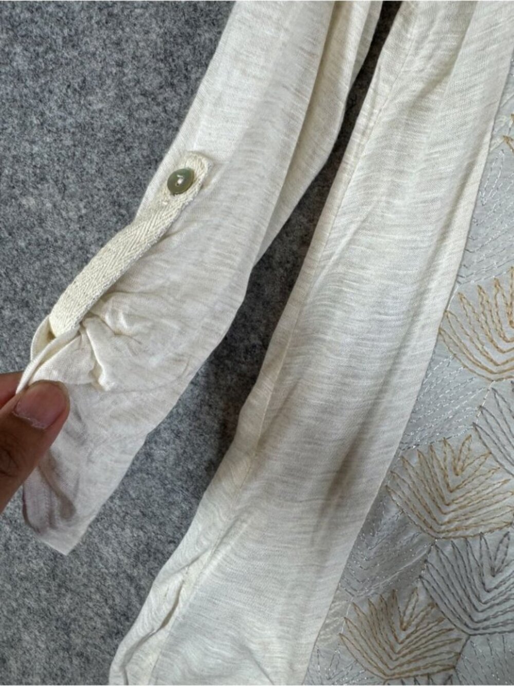 TINY Silk Blend Boho Embroidered Top Large Festival Blouse Western Casual Chic - Picture 12 of 16